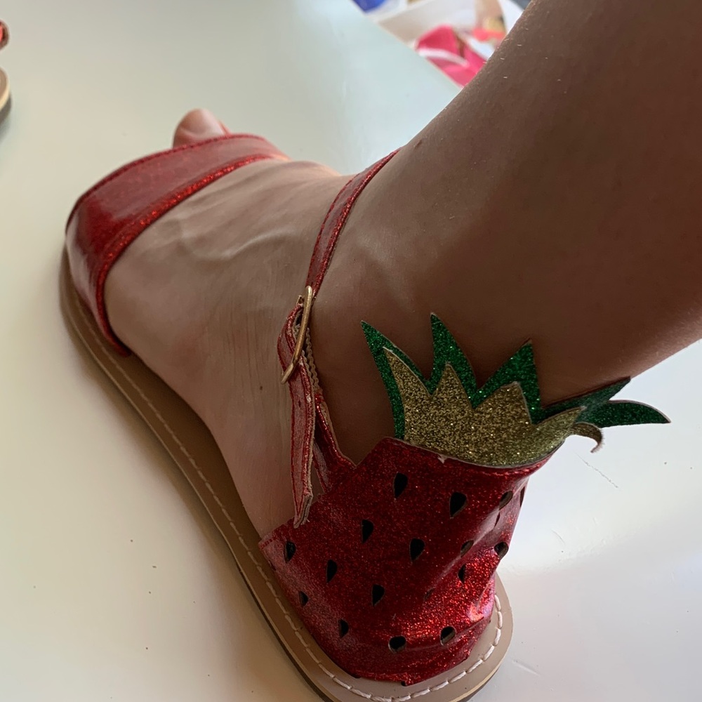 Crewcuts Sparkly Red Kids Sandals with Strawberry Detail